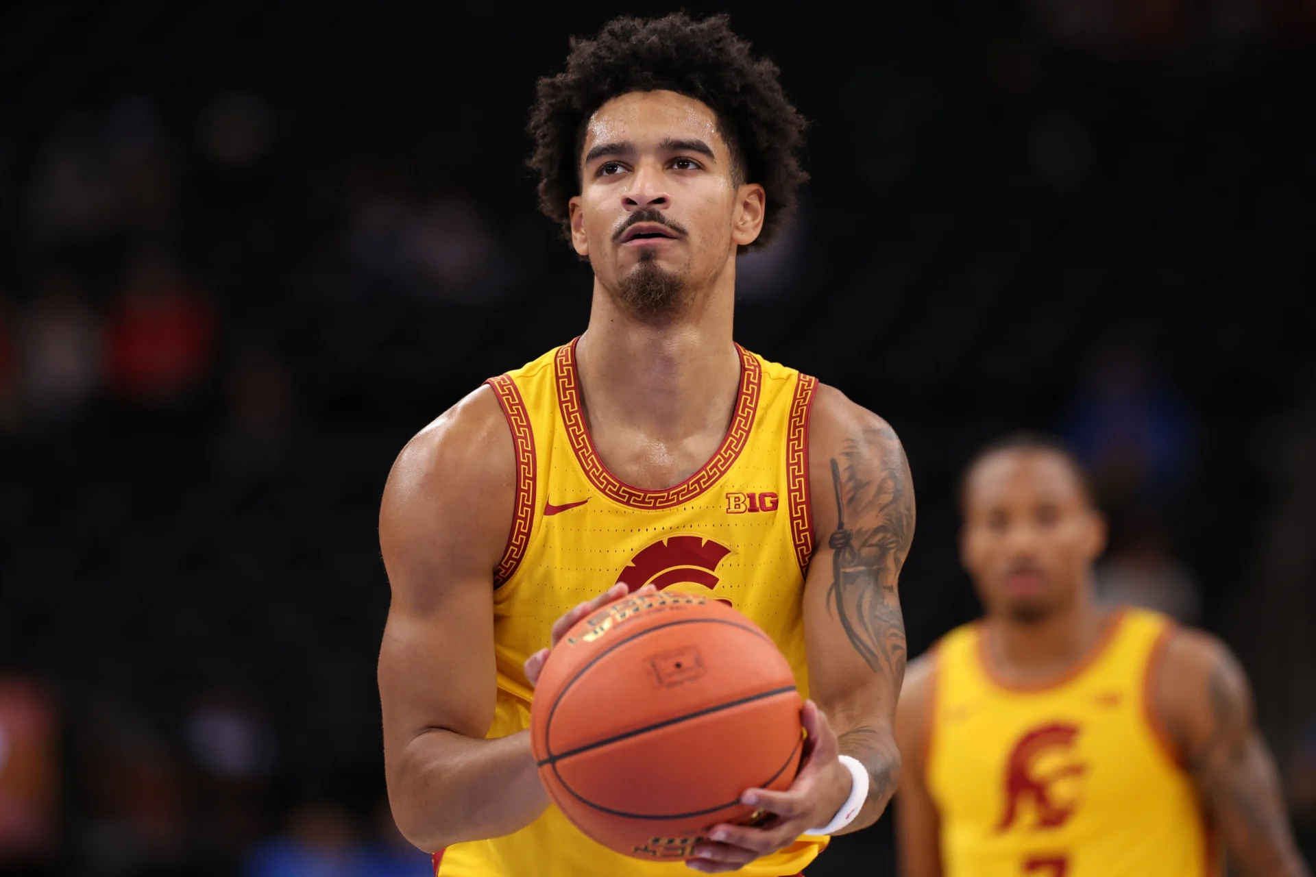 Southern California Trojans guard Rodney Rice (1) shoots a free throw during the first half of the Hall of Fame Series game against the Illinois State Redbirds at Intuit Dome.